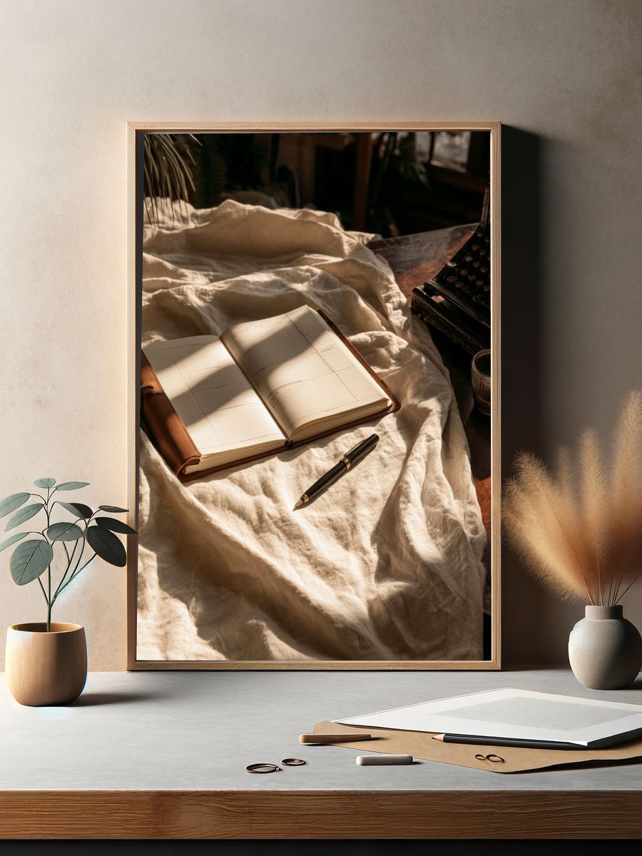 Vintage Writing Desk Still Life Poster. — room view 2