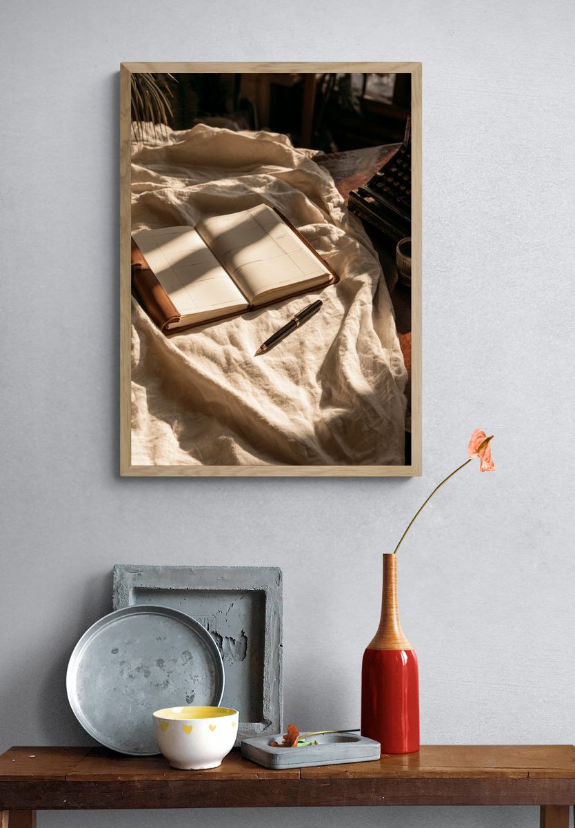 Vintage Writing Desk Still Life Poster. — room view 3