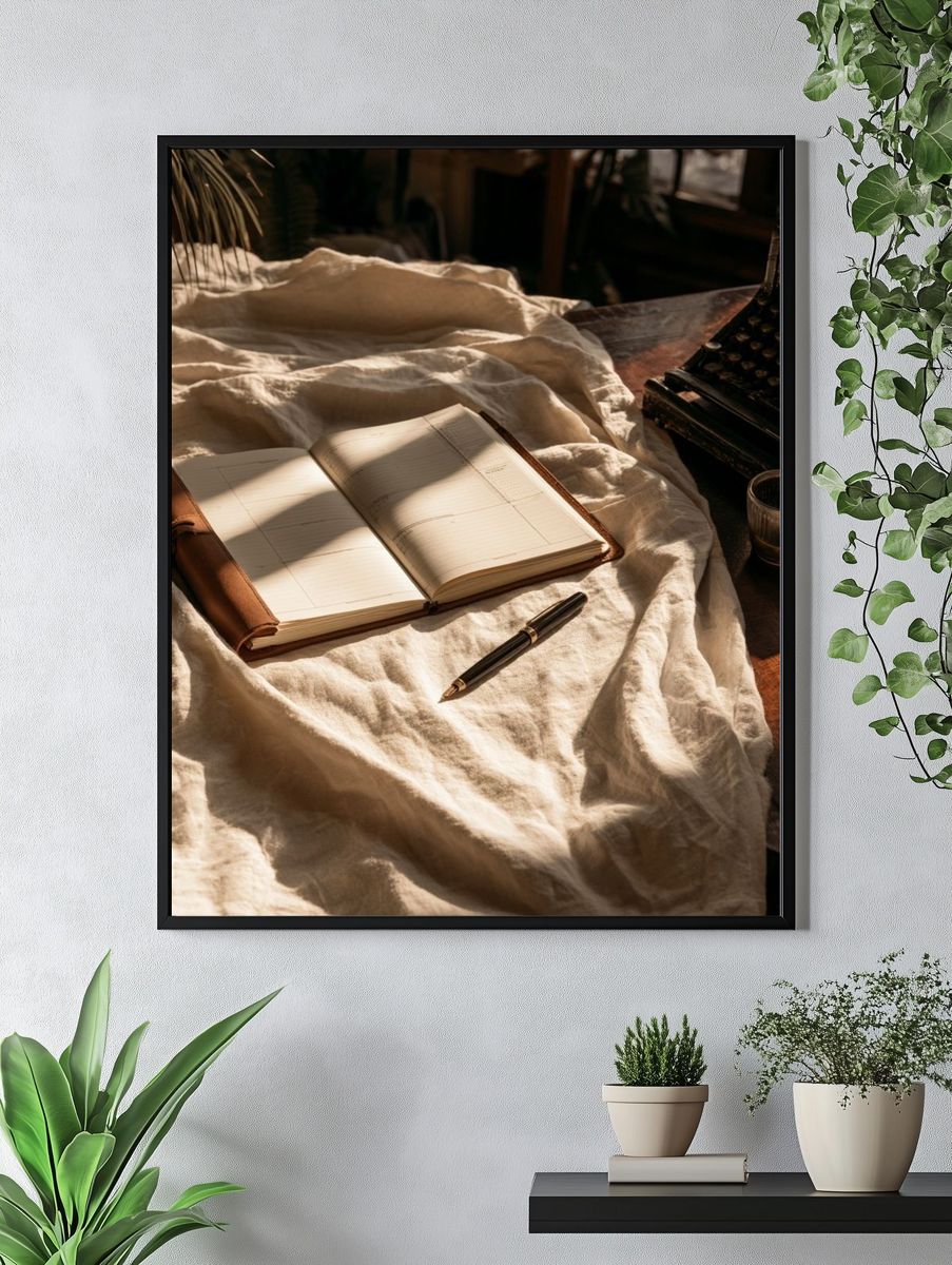 Vintage Writing Desk Still Life Poster. — room view 4