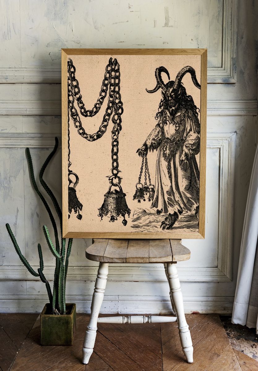 Horned Goatman Vintage Print. — room view 1