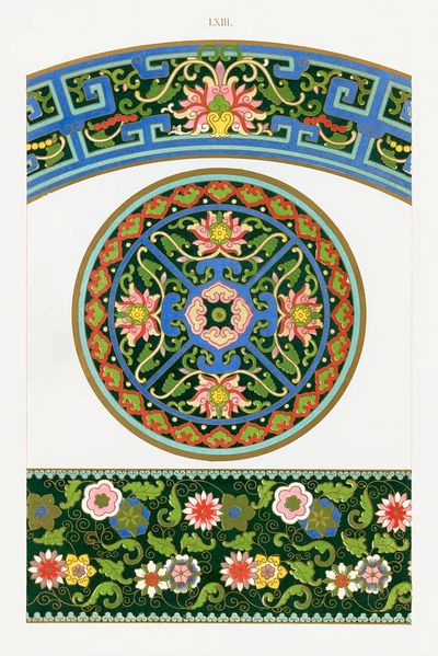 Chinese Floral Ornament Vintage Print