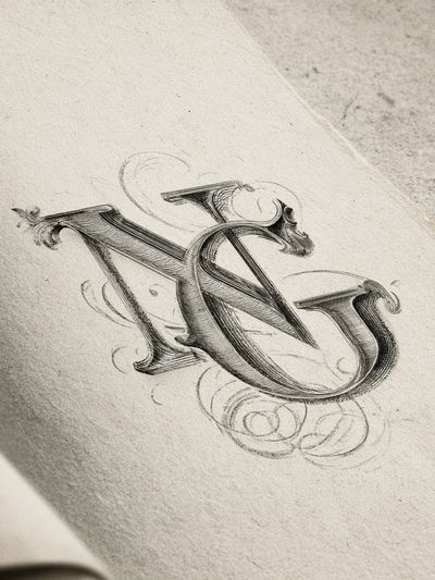 Ornate Monogram Sketch Poster. poster
