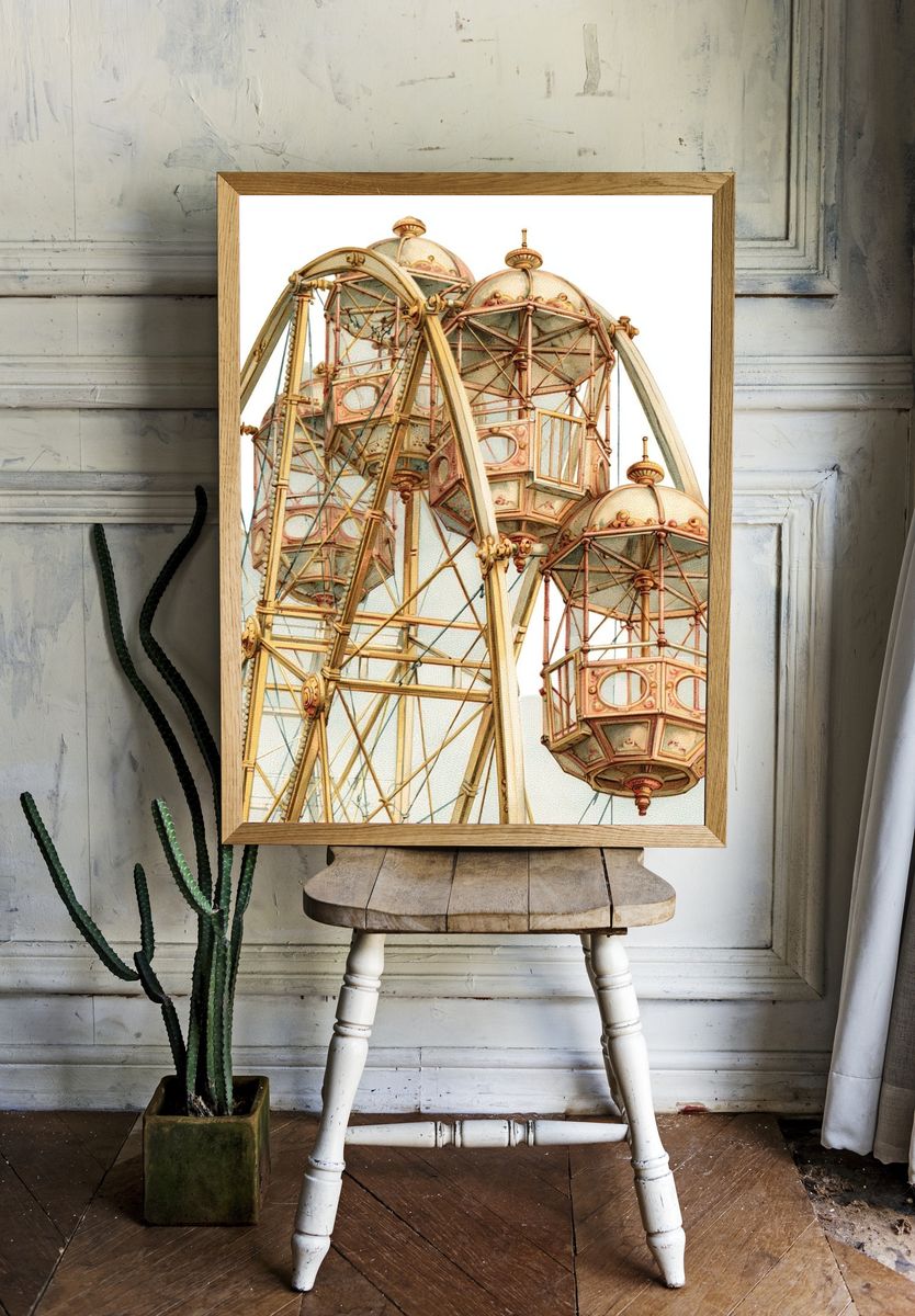 Vintage Ferris Wheel Poster. room preview