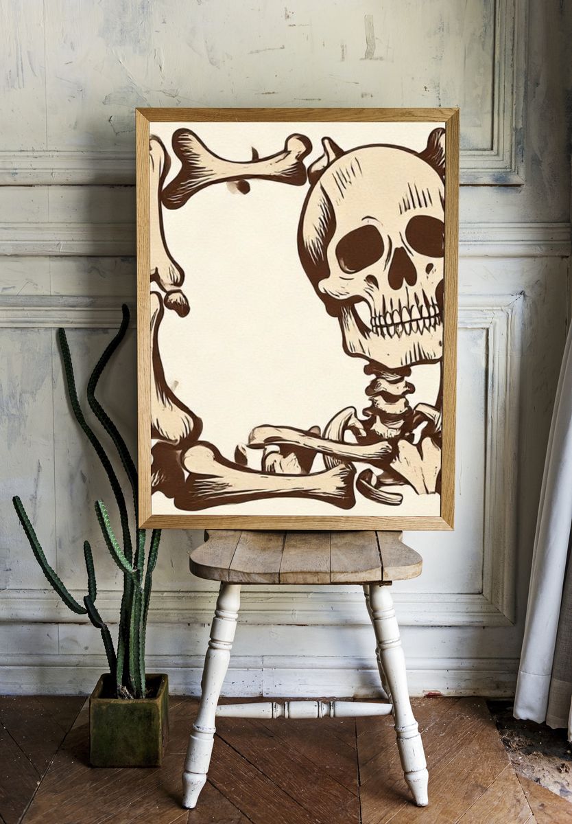 Vintage Skull and Bones Poster. room preview