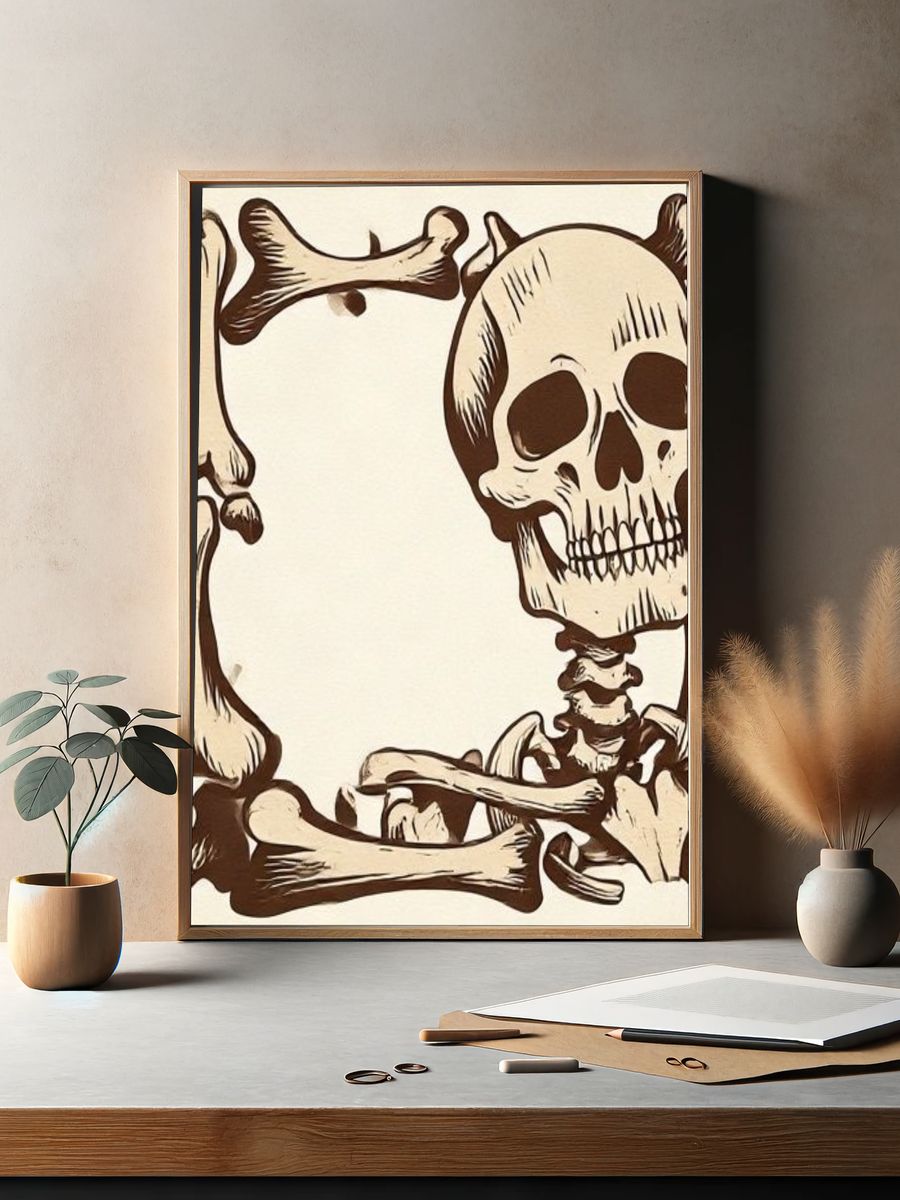 Vintage Skull and Bones Poster. — room view 2