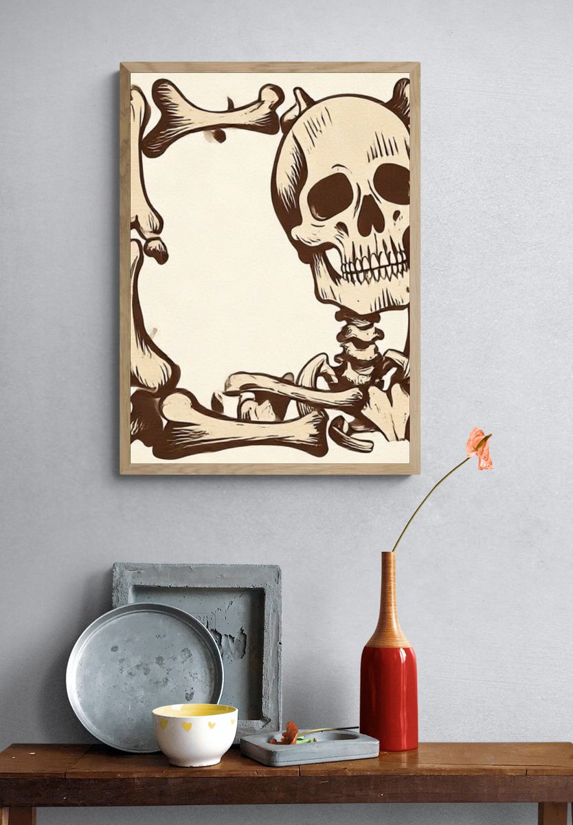 Vintage Skull and Bones Poster. — room view 3