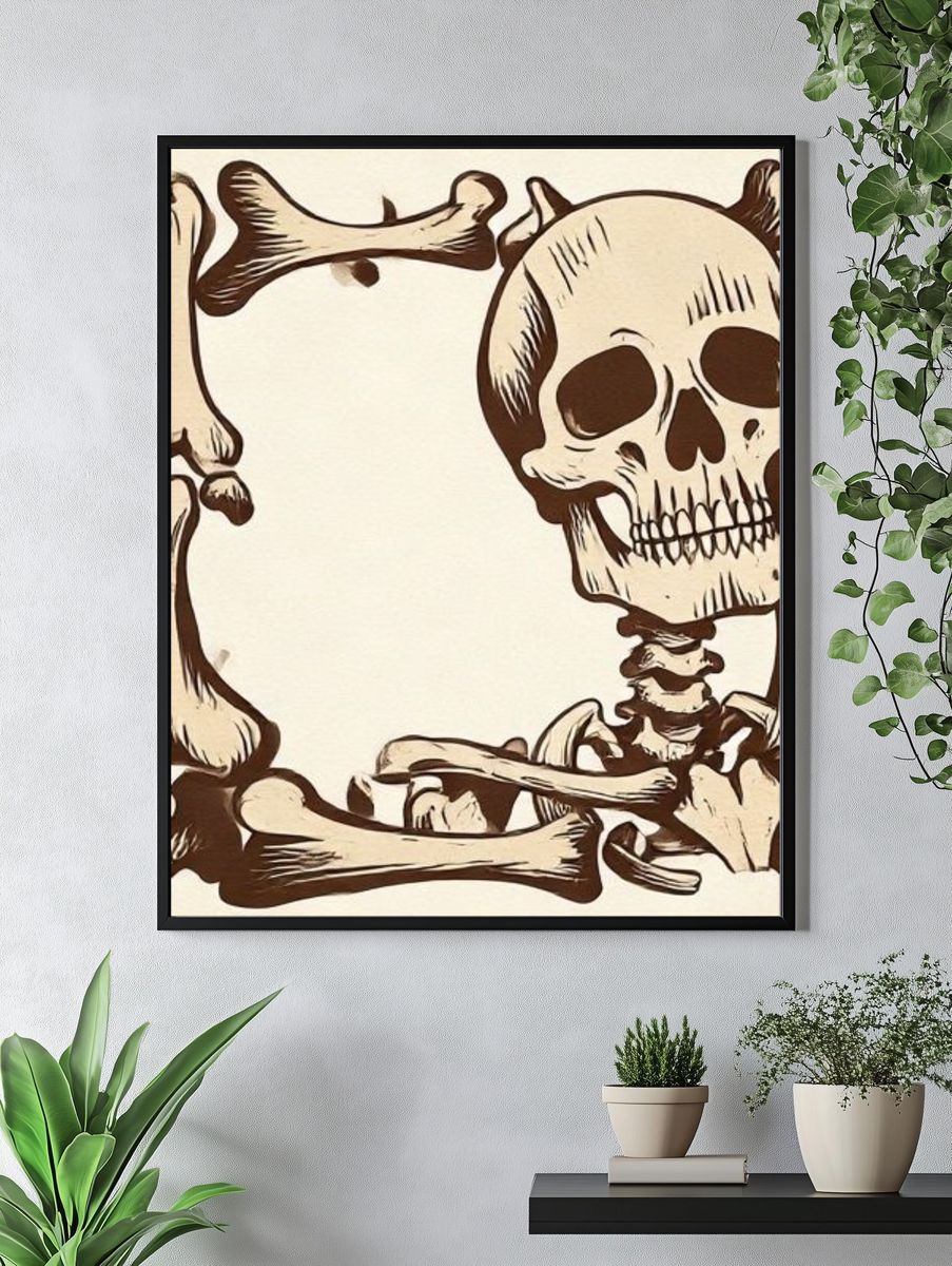 Vintage Skull and Bones Poster. — room view 4