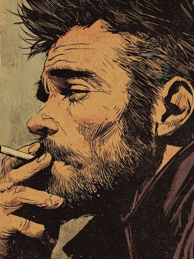 Smoky Portrait Vintage Print. poster