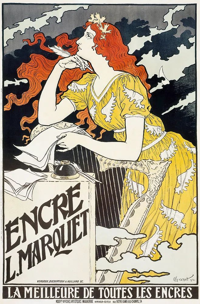 Encre L. Marquet (1892), vintage. poster detail