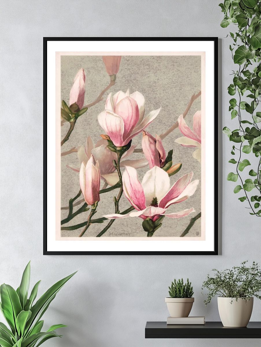Magnolia poster, vintage art print. — room view 4