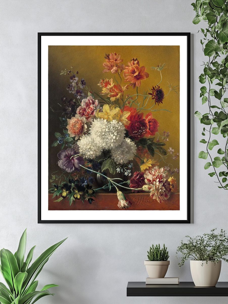 Still life flowers, vintage poster. — room view 4