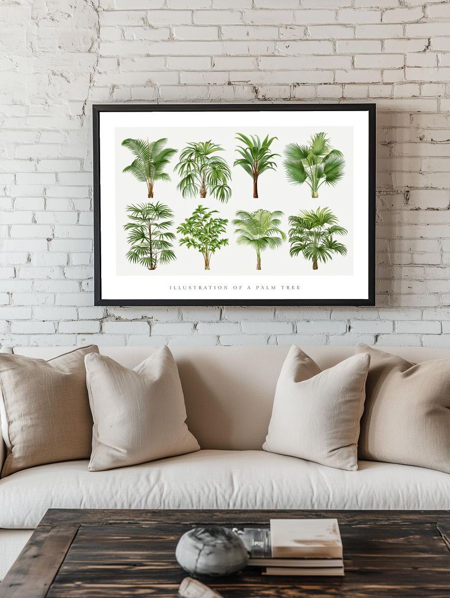 Palm tree art print, vintage. — room view 1