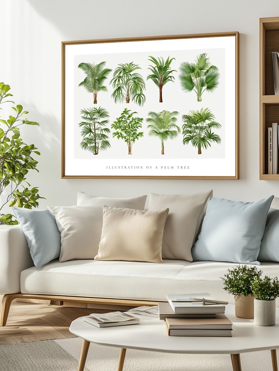 Palm tree art print, vintage. — room view 2