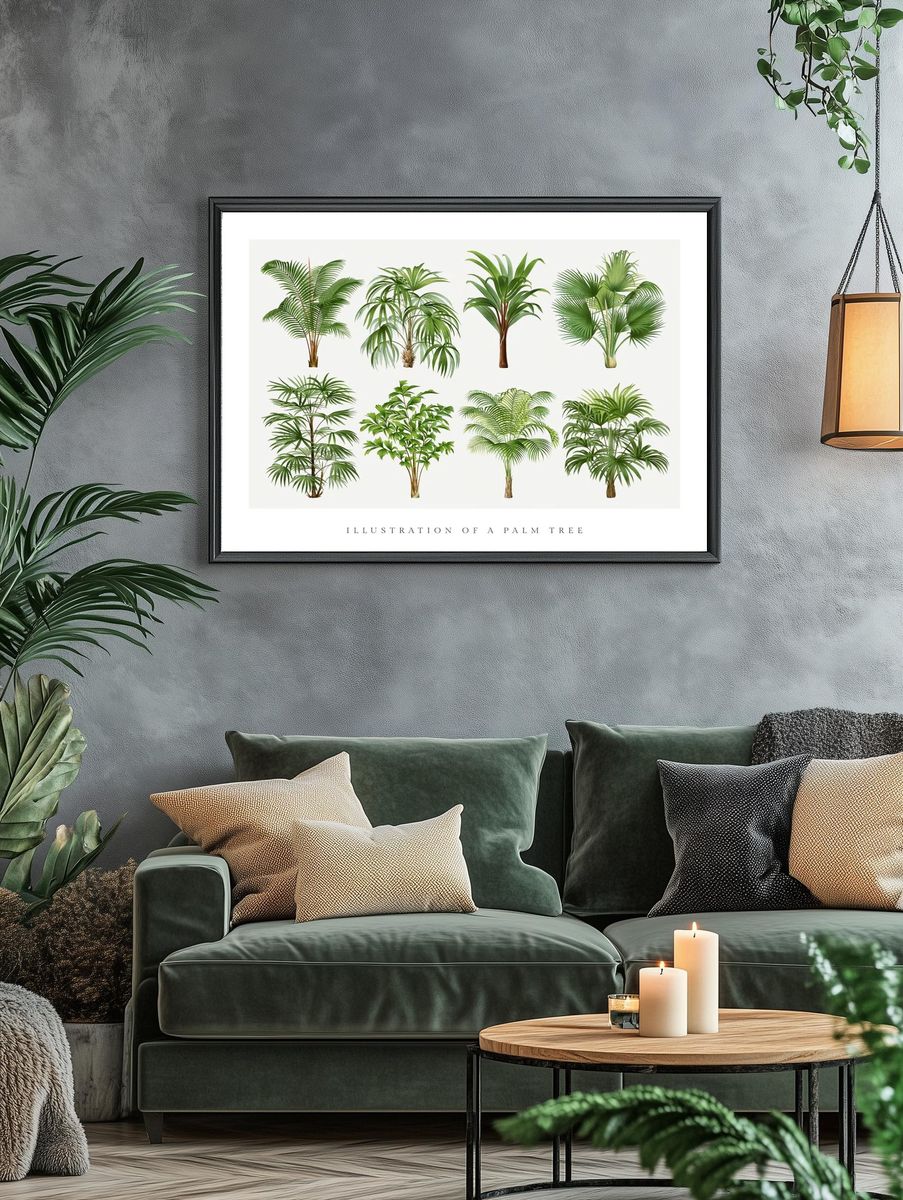 Palm tree art print, vintage. — room view 4