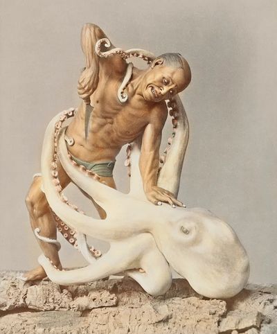 Wood Carving, hand–colored albumen silver. poster