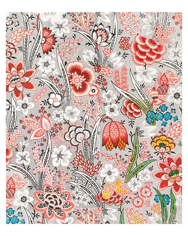 Flower pattern painting, vintage Allover. poster detail