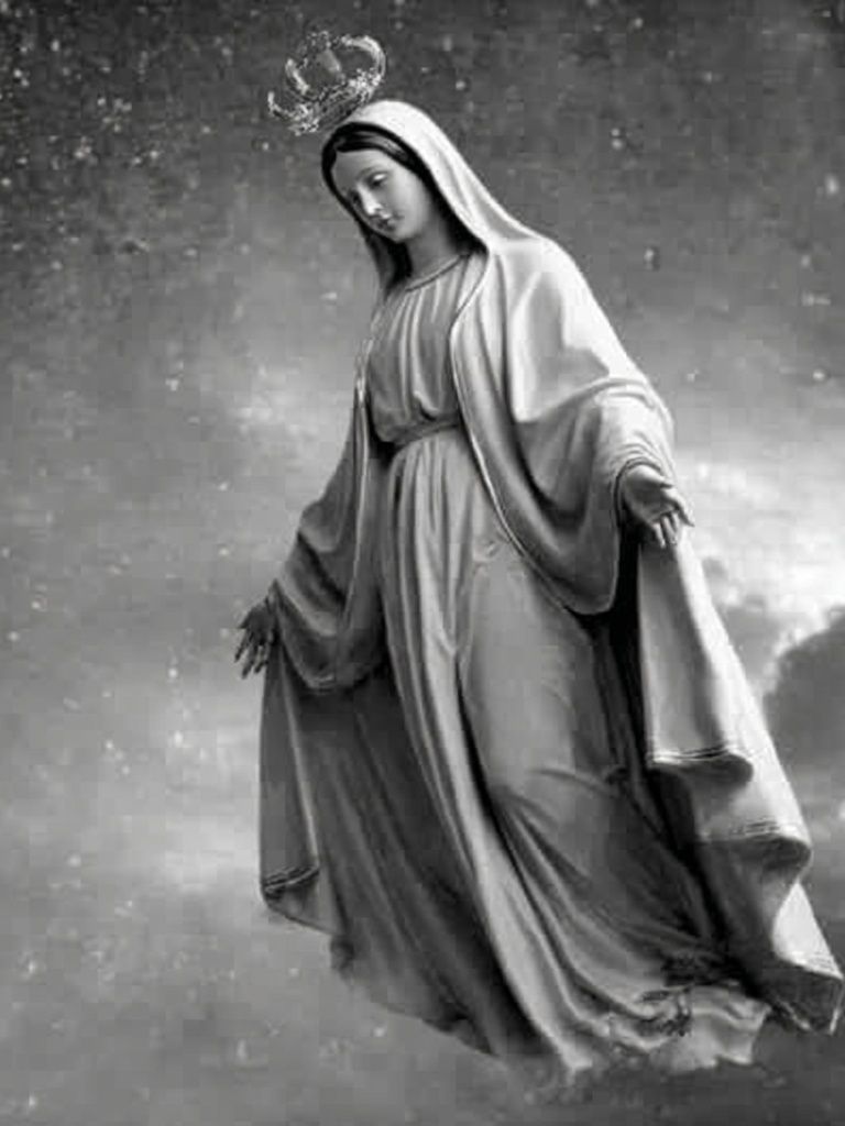 Virgin Mary in Clouds Photography Poster. poster detail
