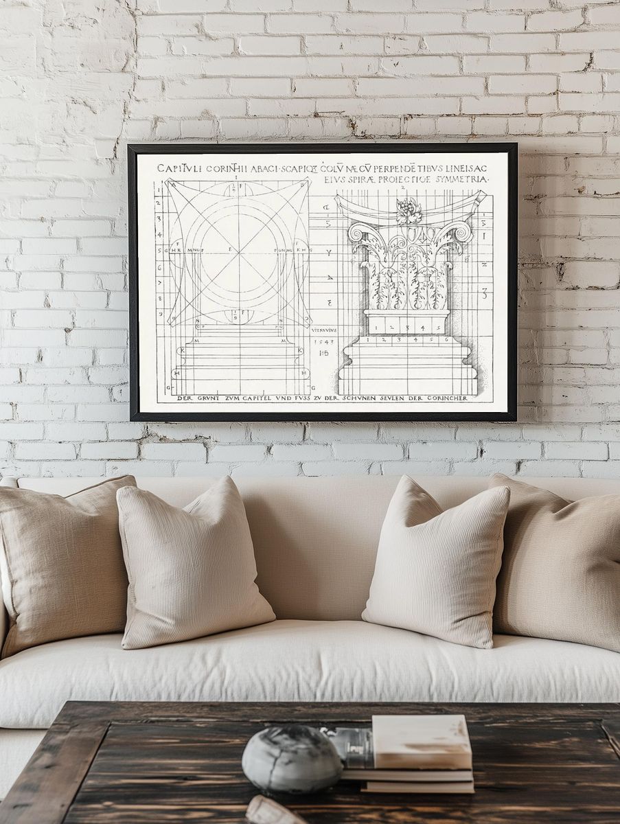 Vitruvian Capital Study Vintage Print. — room view 1
