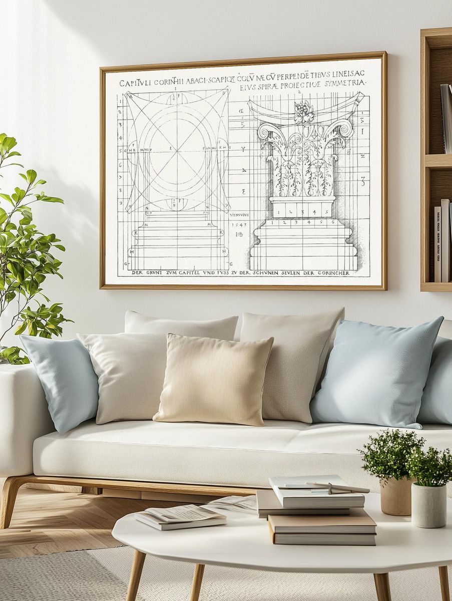 Vitruvian Capital Study Vintage Print. — room view 2