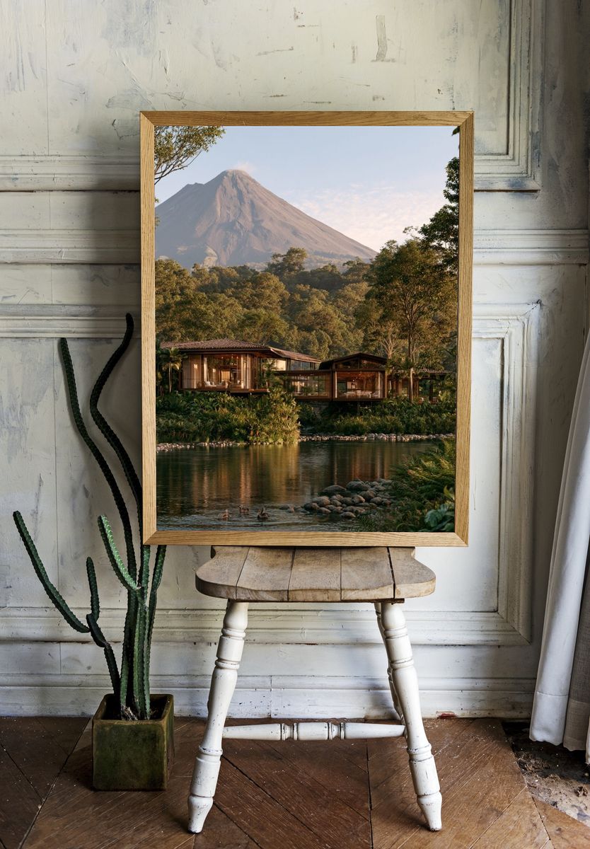 Volcanic Jungle Retreat Photography Poster. — room view 1