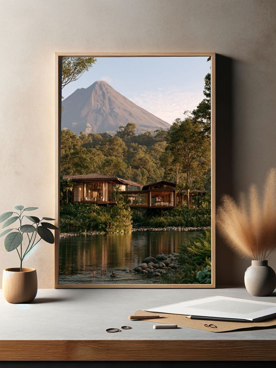 Volcanic Jungle Retreat Photography Poster. — room view 2
