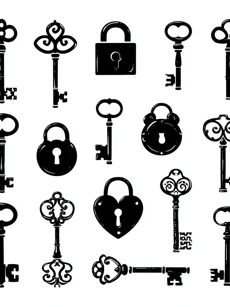 Vintage Keys and Locks Print. poster — vintage art