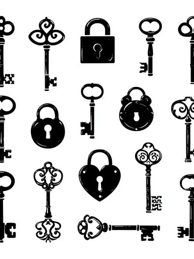 Vintage Keys and Locks Print. poster