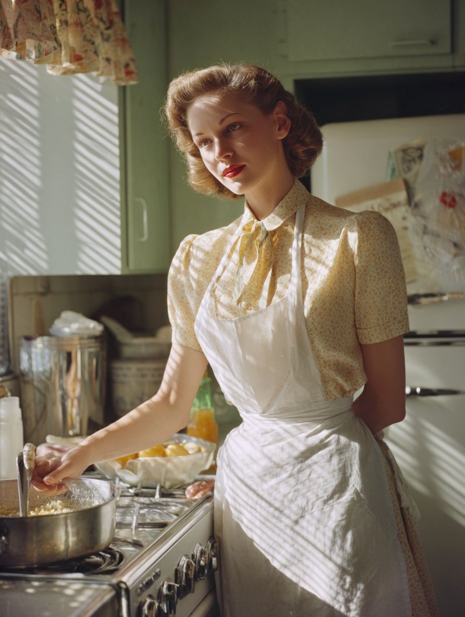 Vintage Kitchen Scene — Retro Print. poster — vintage art