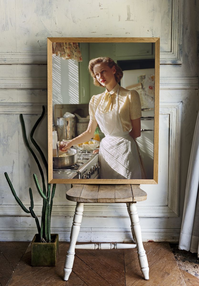Vintage Kitchen Scene — Retro Print room preview