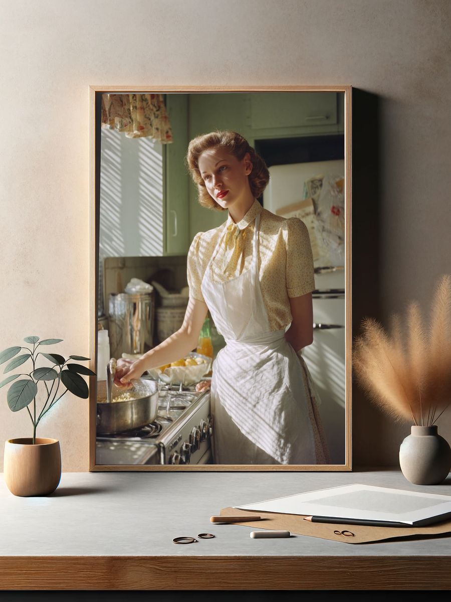 Vintage Kitchen Scene — Retro Print. — room view 2