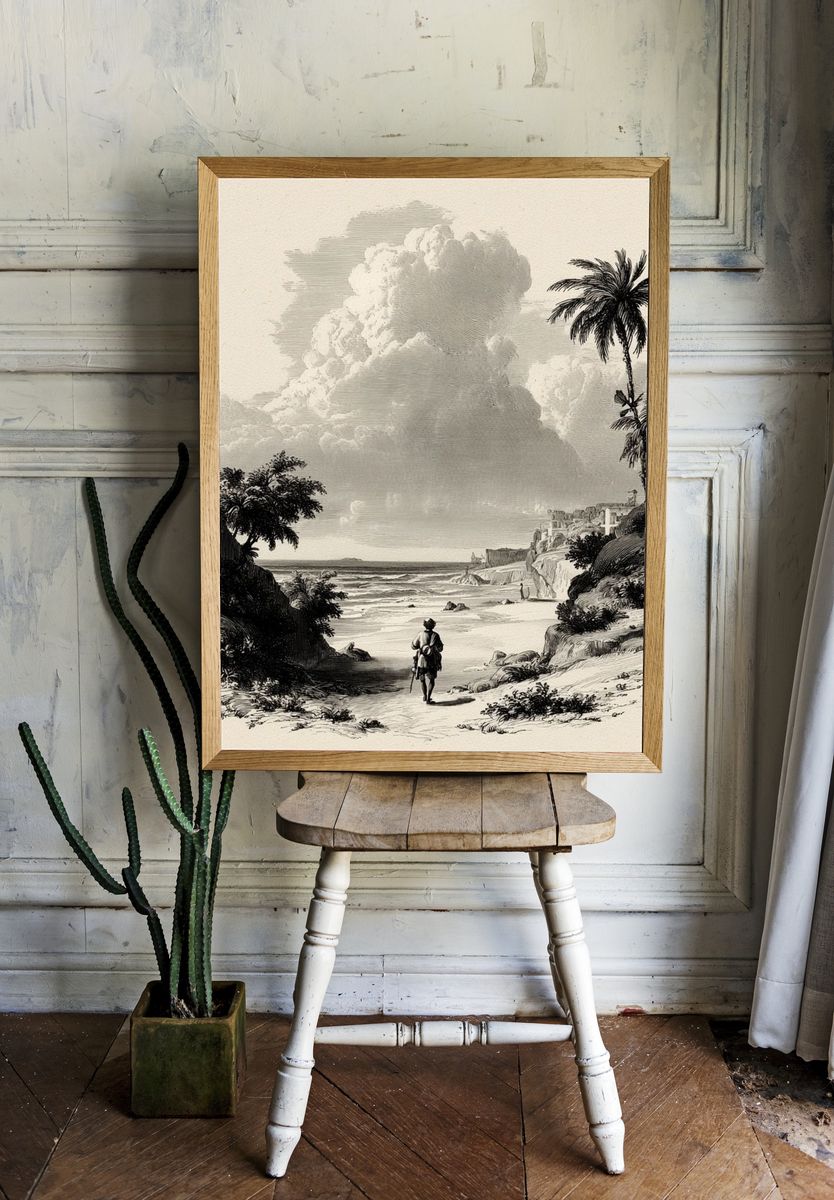 Coastal Landscape with Figure — Vintage Print. — room view 1
