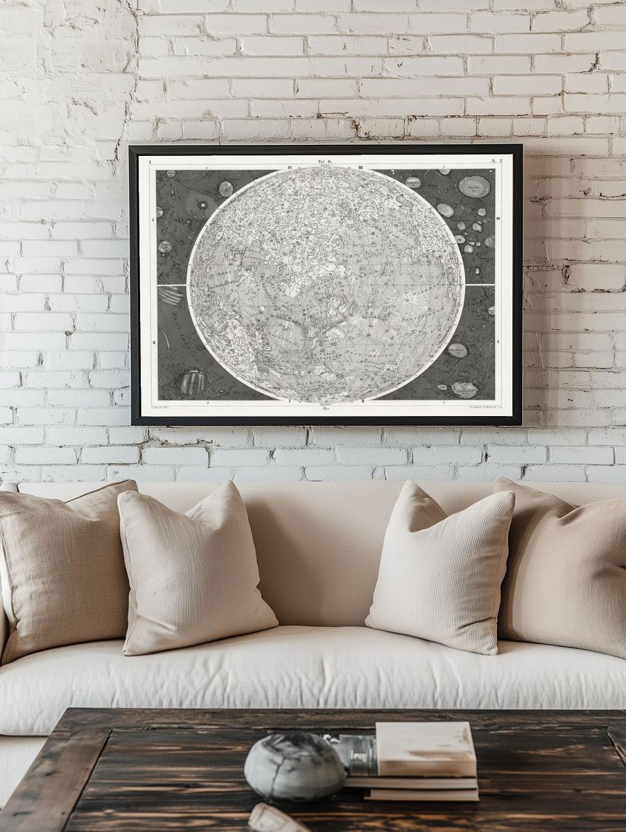 Vintage Moon Map Poster. room preview