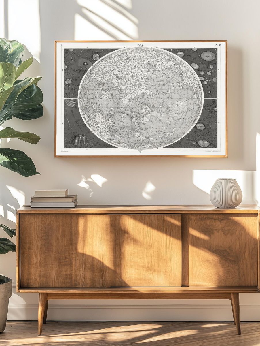 Vintage Moon Map Poster. — room view 3
