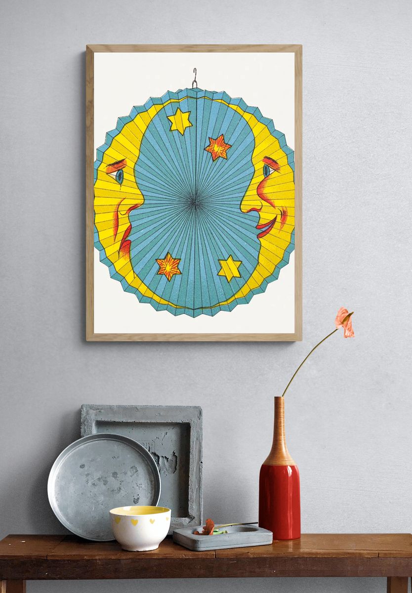 Moon and Sun Vintage Print. — room view 3
