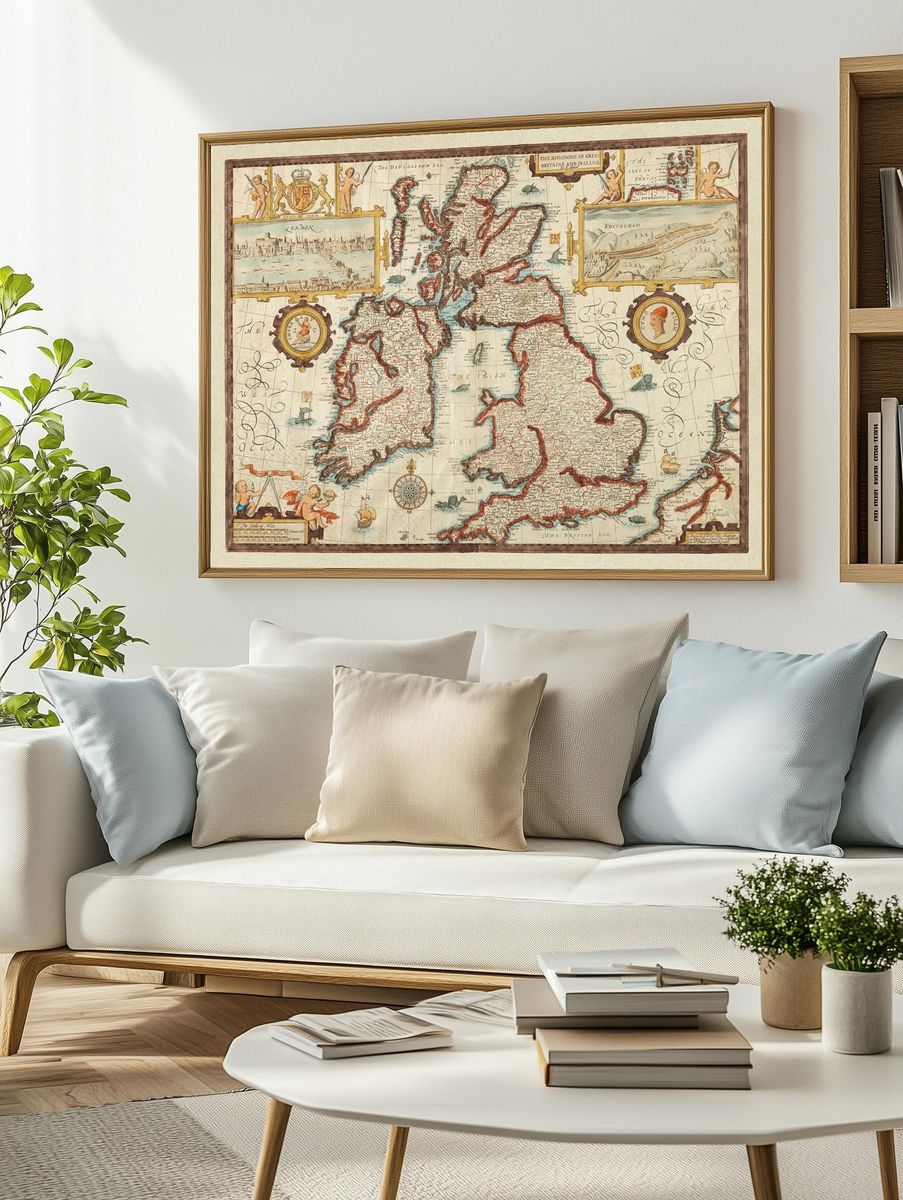 Vintage Map of Great Britain and Ireland Poster. — room view 2