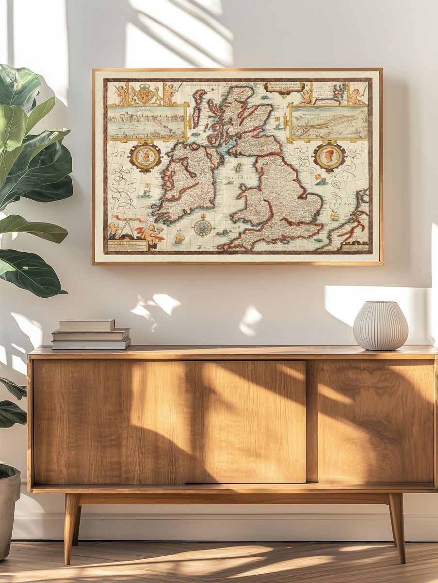 Vintage Map of Great Britain and Ireland Poster. — room view 3