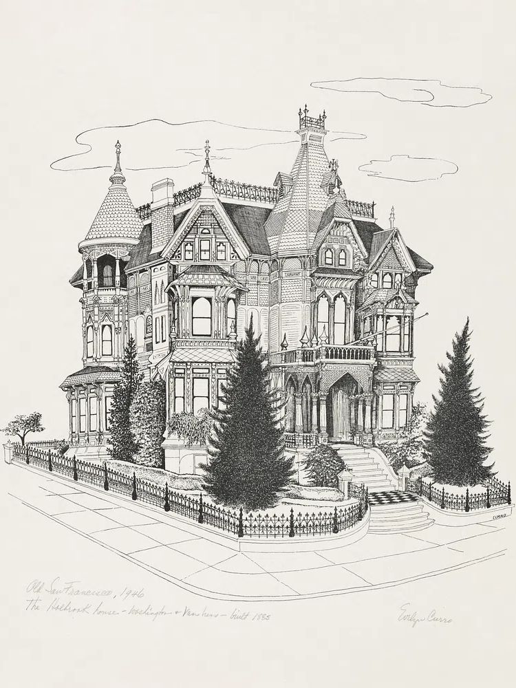 Victorian Mansion Illustration Poster.