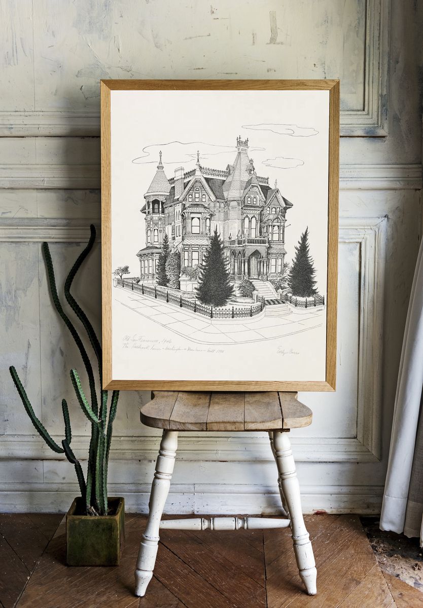 Victorian Mansion Illustration Poster. — room view 1