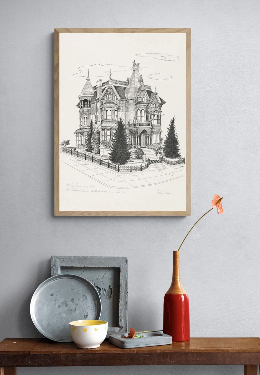 Victorian Mansion Illustration Poster. — room view 3