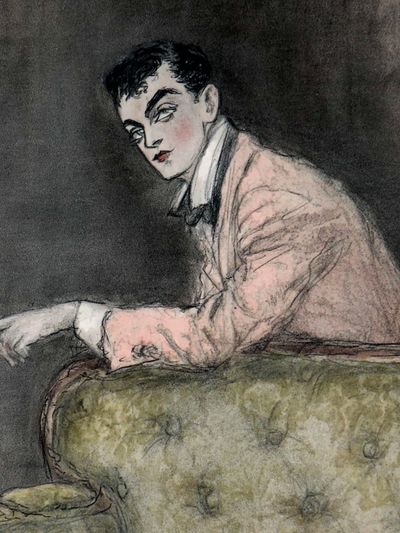 Elegant Man in Pink Suit — Vintage Print. poster print