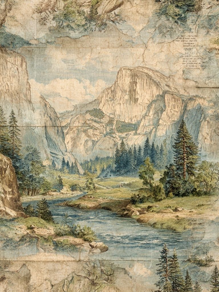 Mountain Landscape — Vintage Print. poster detail