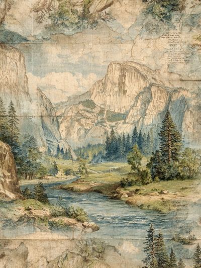 Mountain Landscape — Vintage Print