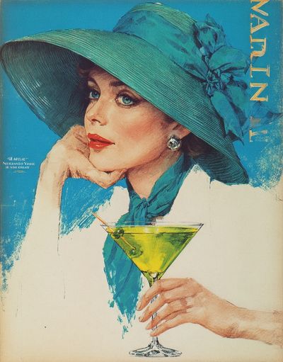 Elegant Woman with Martini — Vintage Print. poster print