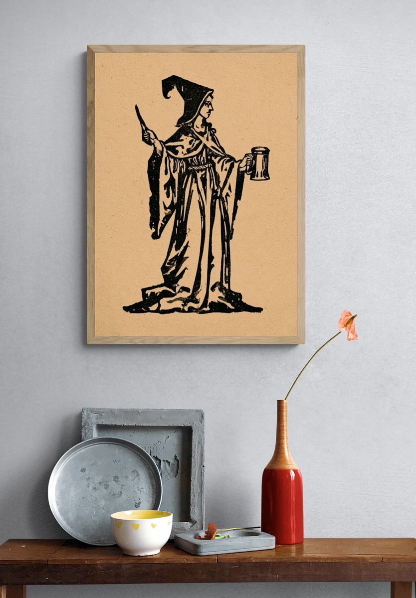 Medieval Monk Illustration Poster. — room view 3