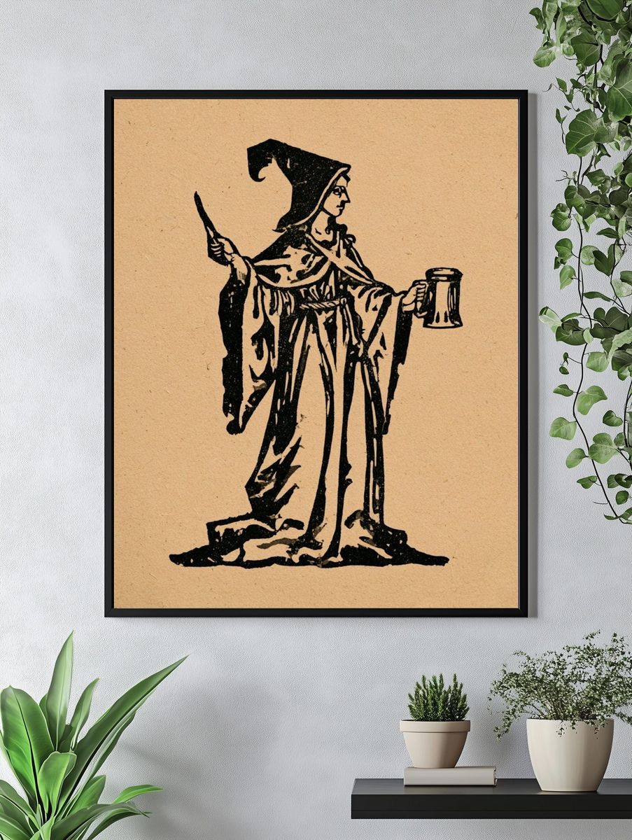 Medieval Monk Illustration Poster. — room view 4