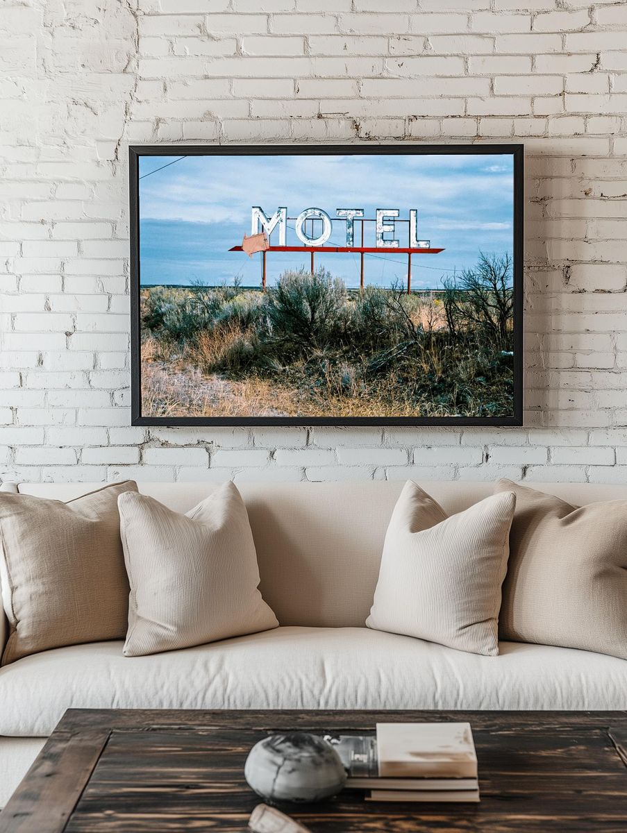 Vintage Motel Sign — Retro Print room preview