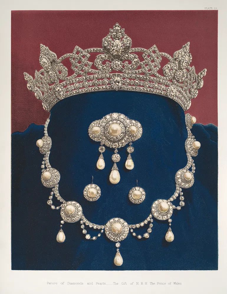 Parure of Diamonds and Pearls — Vintage Print. poster — vintage art