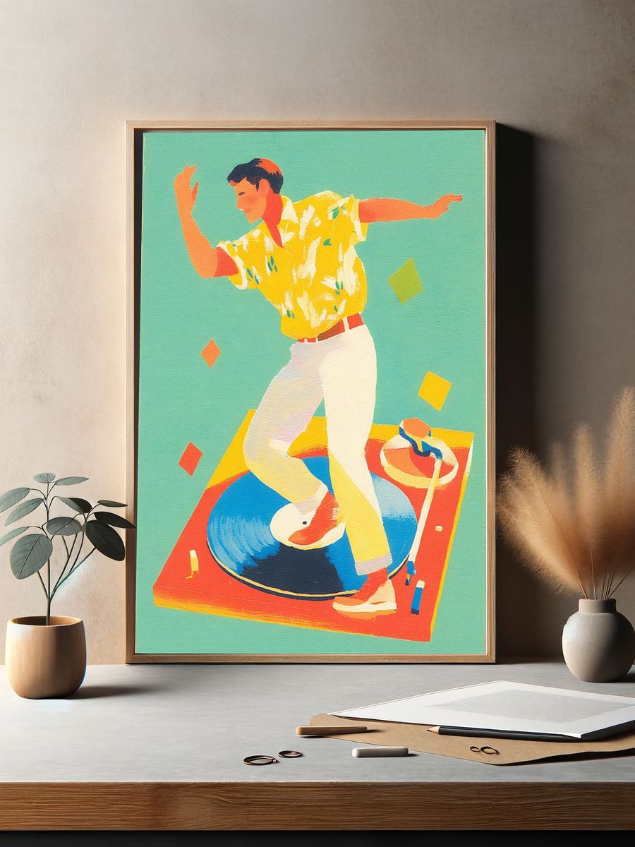 Dancing on Vinyl — Retro Print. — room view 2