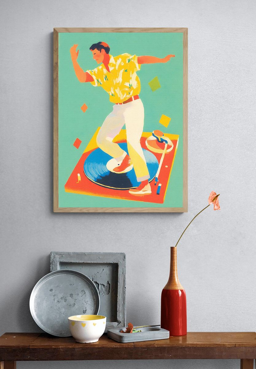 Dancing on Vinyl — Retro Print. — room view 3