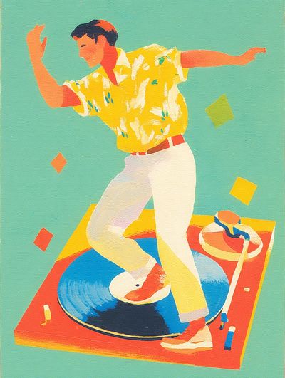 Dancing on Vinyl — Retro Print. poster print